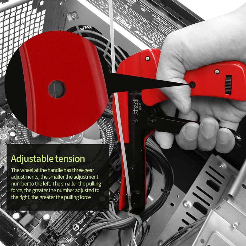 stedi Cable Tie Gun, Ergonomic Hand Operated Zip Tie Gun [Premium], Sharp and Wear Resistant, Cable Wire Fastening and Cut-Off Tie Tool, Special for Cut Plastic Nylon Ties, Red, 6.3 Inches Length - Image 2